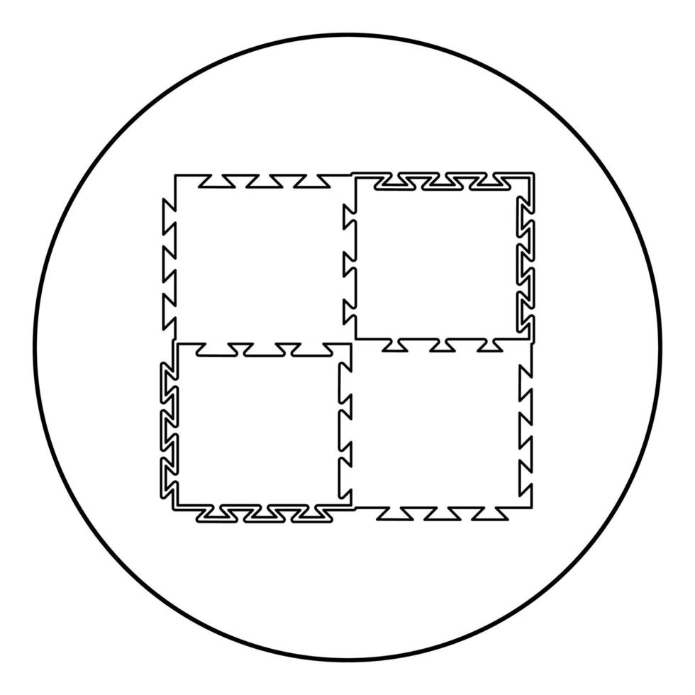 puzzel sport mat met schuim spel concept tatami pictogram in cirkel ronde overzicht zwarte kleur vector illustratie vlakke stijl afbeelding