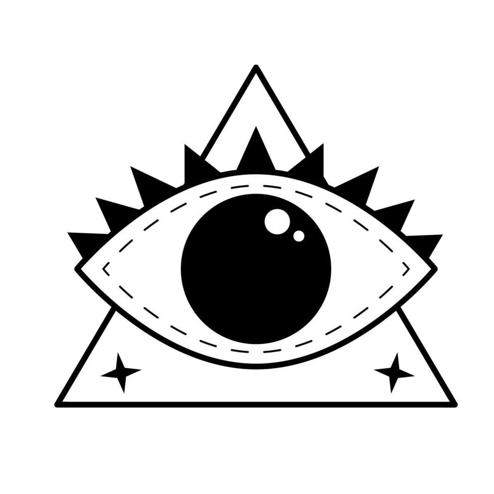 oog van de voorzienigheid binnen driehoek piramide. alziend oog, vrijmetselaars- en illuminati-symbool. vector