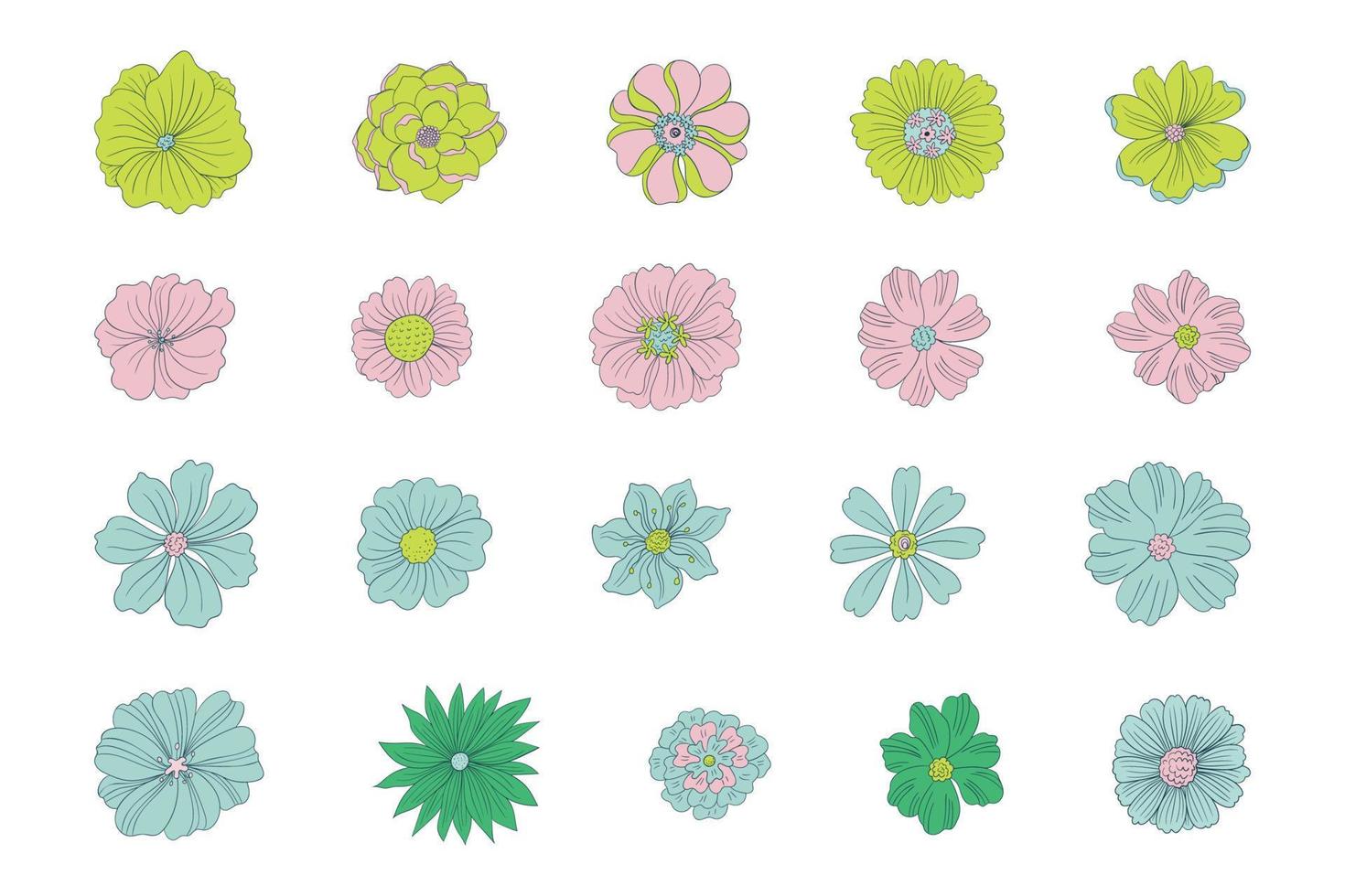 handgetekende retro bloemen vector