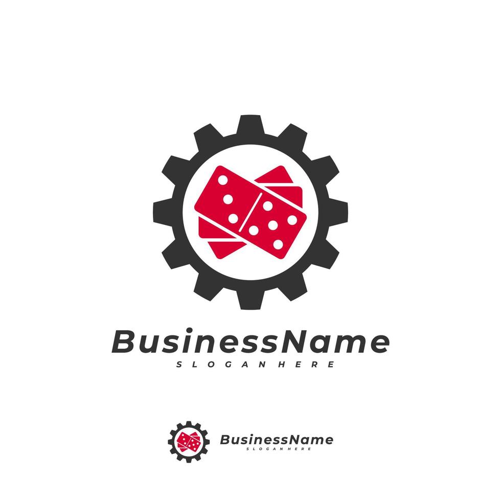 domino versnelling logo vector sjabloon, creatieve domino logo ontwerpconcepten