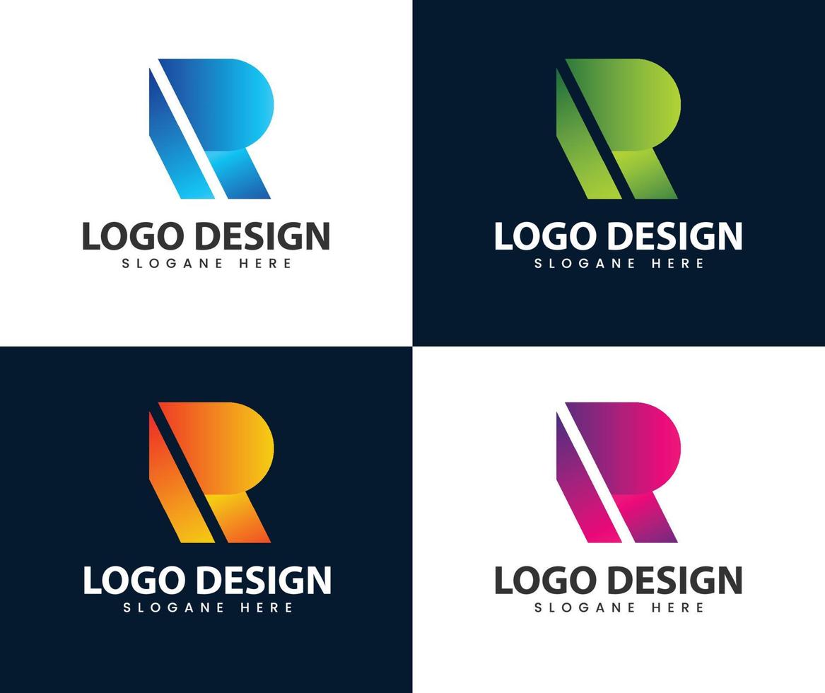 abstract letter r modern 3d logo-ontwerp vector