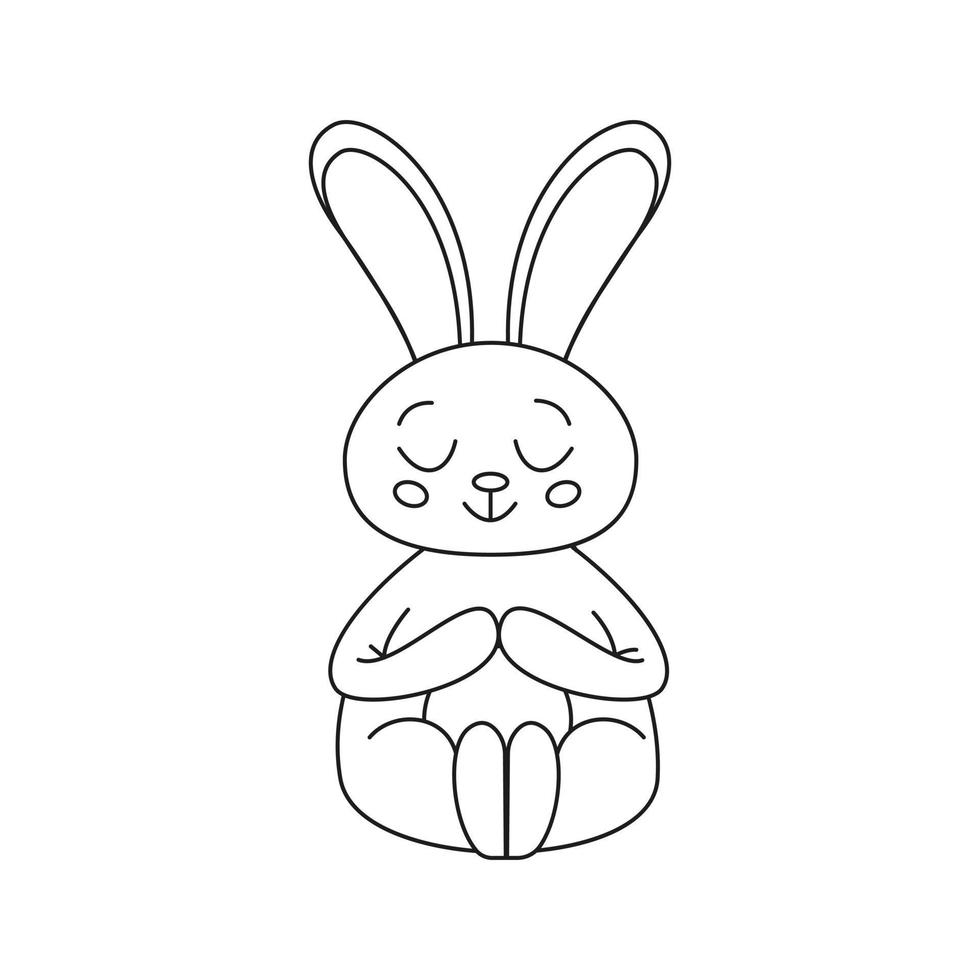 schattig overzicht konijn, konijntje om in te kleuren. konijn bunny cartoon overzicht kleurboek of pagina voor kinderen. vrolijk pasen in doodle-stijl. illustratievector. vector