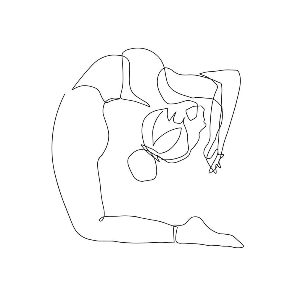 doorlopende lijntekening van een vrouw fitness yoga concept vector gezondheid illustratie. het is internationale yogadag.