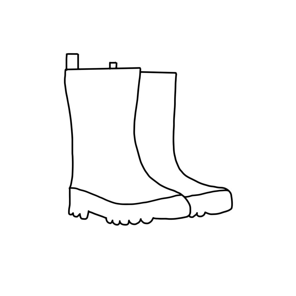 laarzen schoenen mode voor regenseizoen handgetekende organische lijn doodle vector