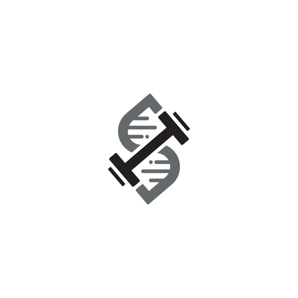 dna en dumbbell-logo of pictogramontwerp vector