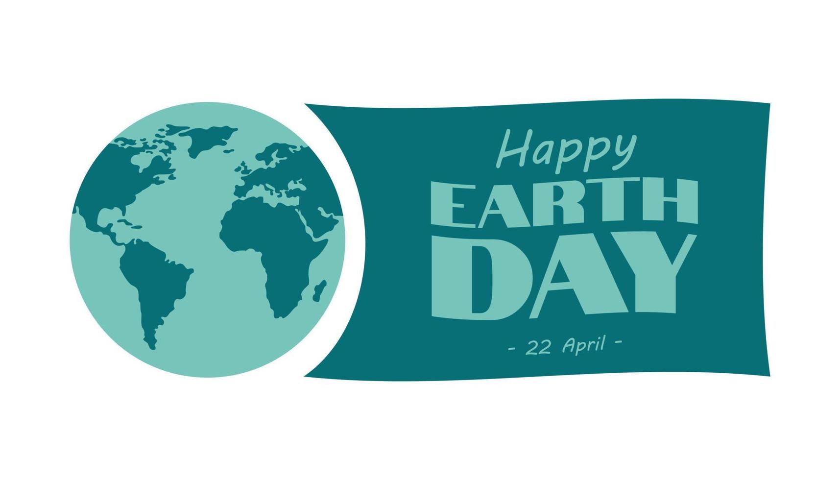 wereldbol en vlag met de inscriptie happy earth day 22 april vector