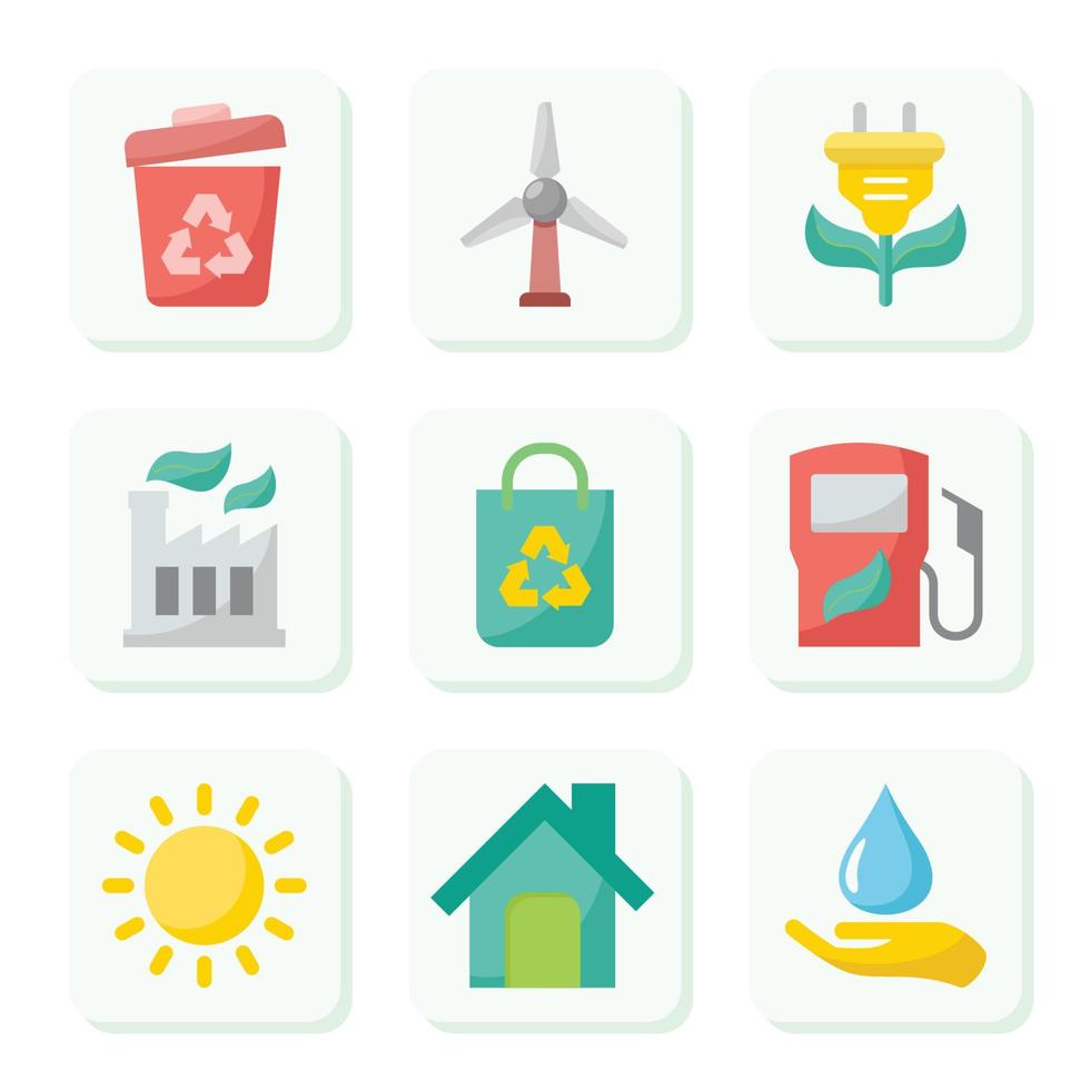 wereld milieu dag ecologie icon pack vector