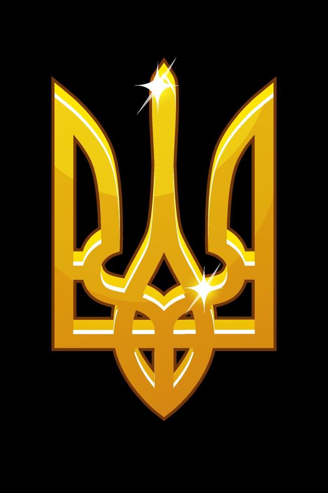 wapenschild Oekraïne in gouden stijl. creatief decoratief ontwerp van drietand vector