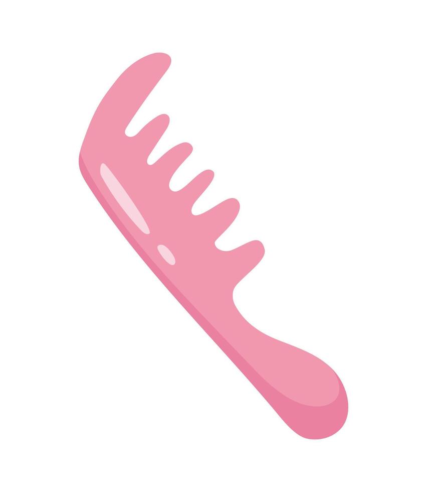 schattige cartoon handgetekende roze haarkam. accessoire voor haarverzorging geïsoleerd op een witte achtergrond. platte vectorillustratie. vector