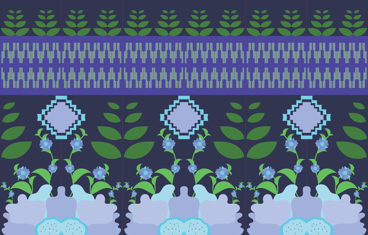 geometrische Oosterse bladeren en bloem etnische patroon traditionele achtergrondontwerp voor tapijt, behang, kleding, inwikkeling, batik, stof, vector illustratie borduurstijl.