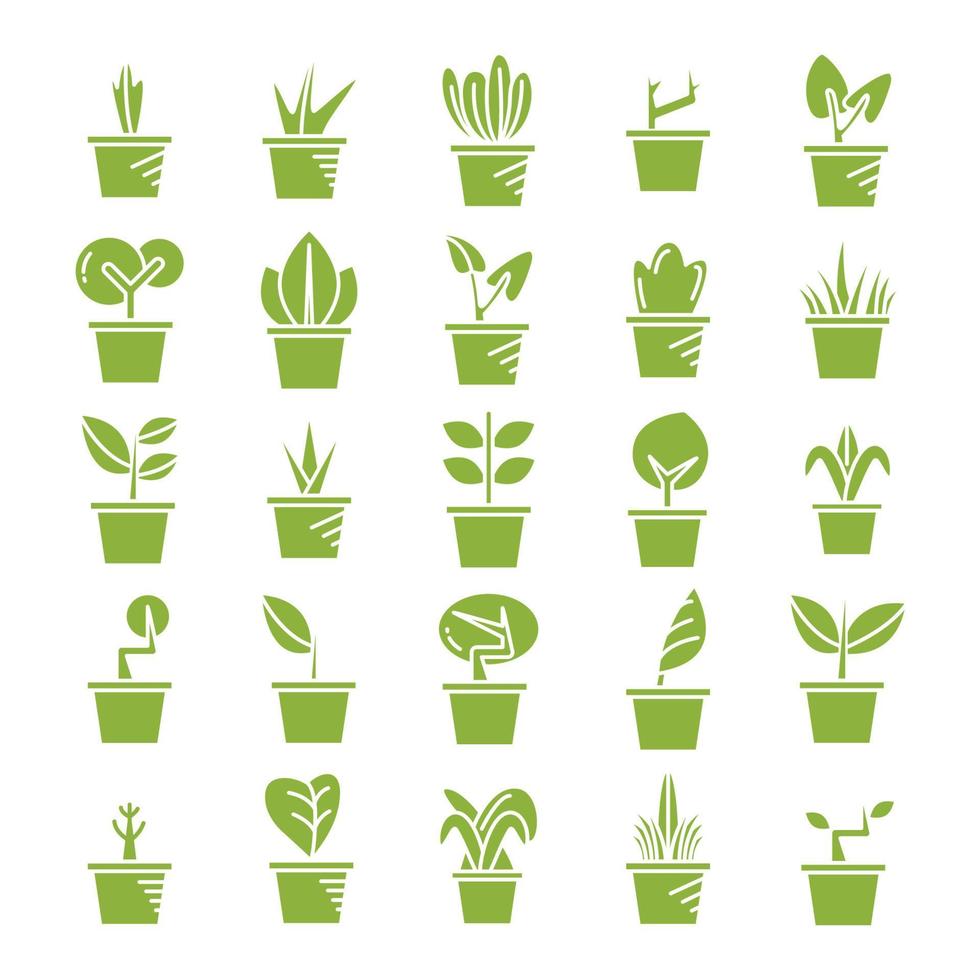 kamerplant pot iconen set vector