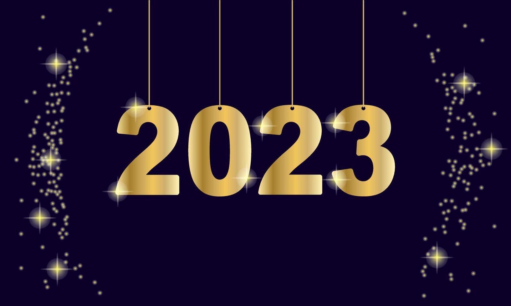 2023 nieuwjaar gouden ontwerp. vakantie wenskaart. vectorillustratie. vector