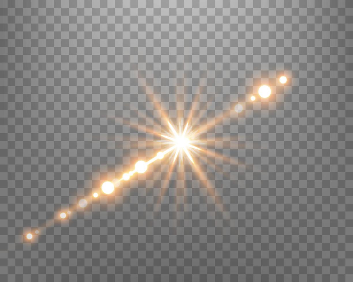 zonlicht lens flare, zonneflits met stralen en spotlight. vector