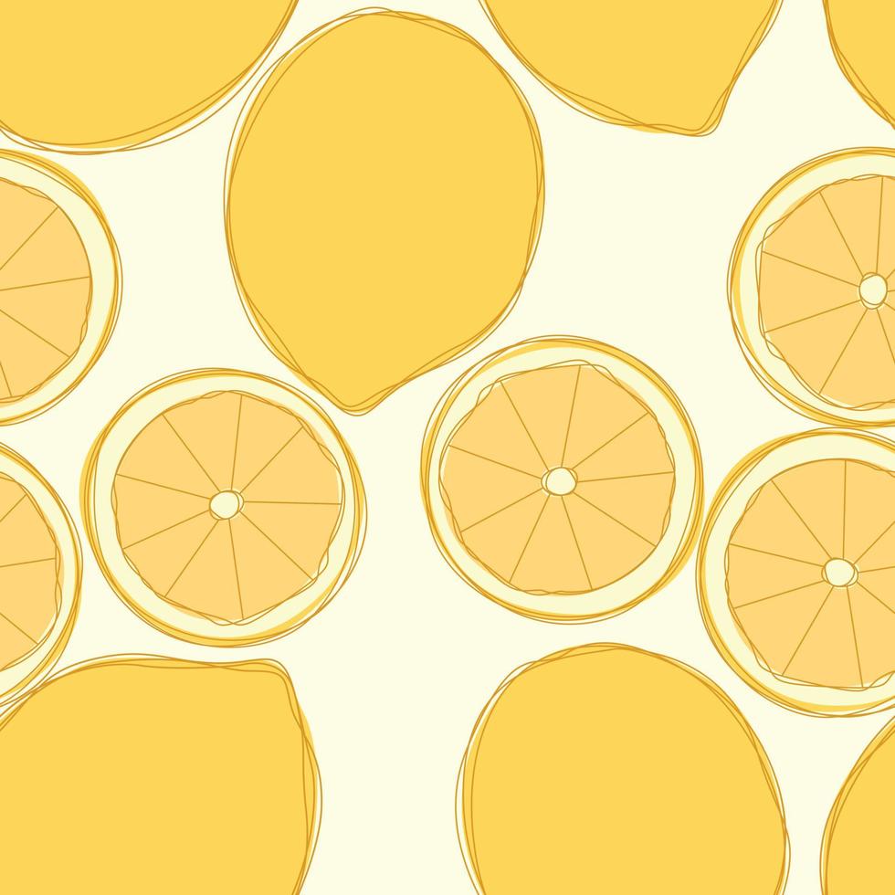 citroen herhaal patroon ontwerp. handgetekende achtergrond. citruspatroon voor inpakpapier of stof. vector
