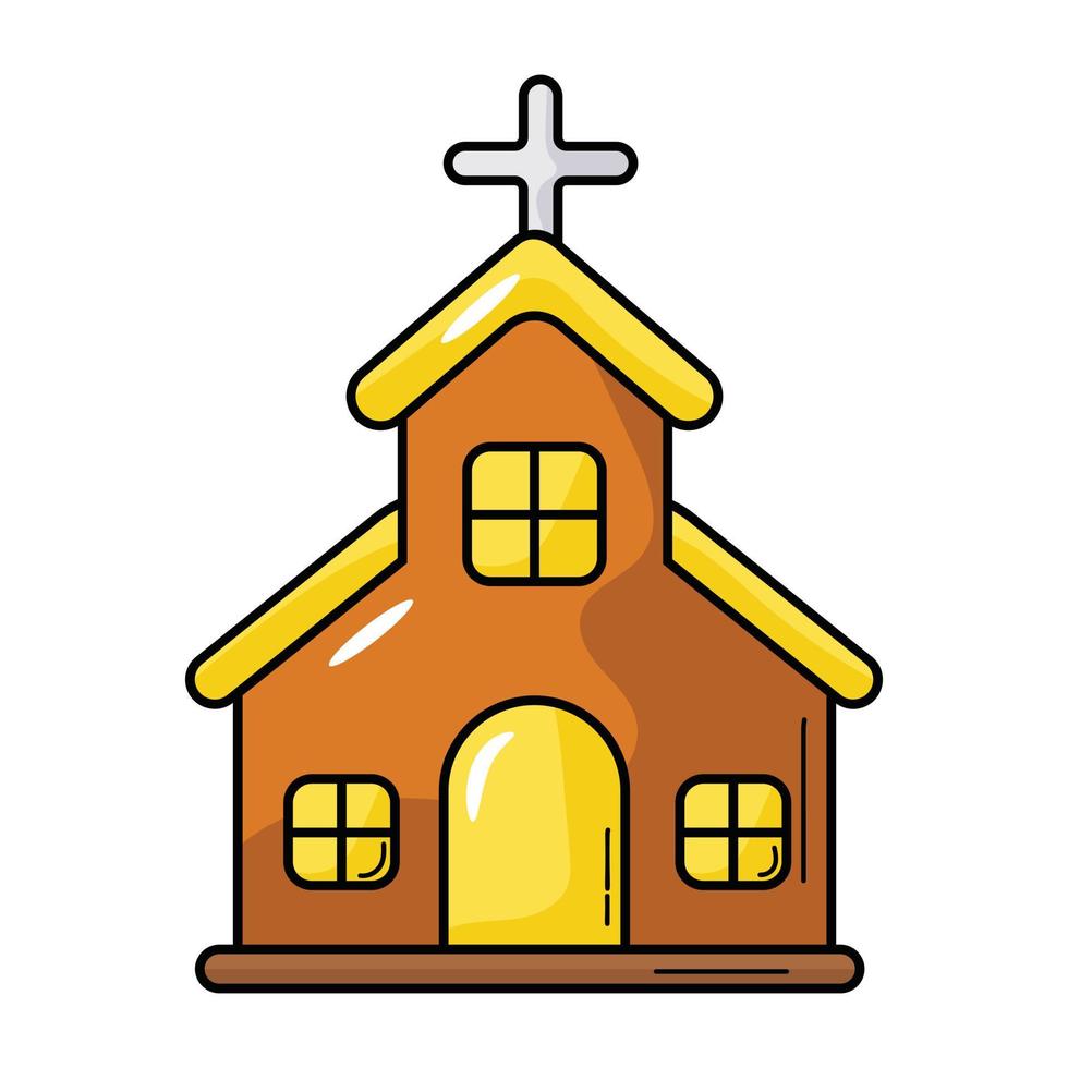 bekijk premium plat icoon van kerk vector