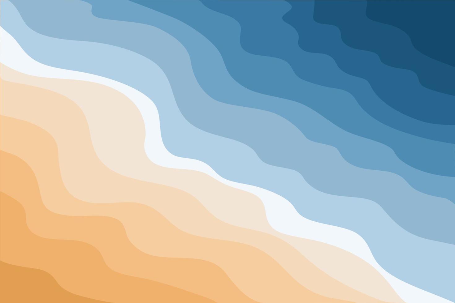 bovenaanzicht van de blauwe zee en het zandstrand. oceaangolven. abstracte stijlvolle achtergrond met tropische kustlijn vector