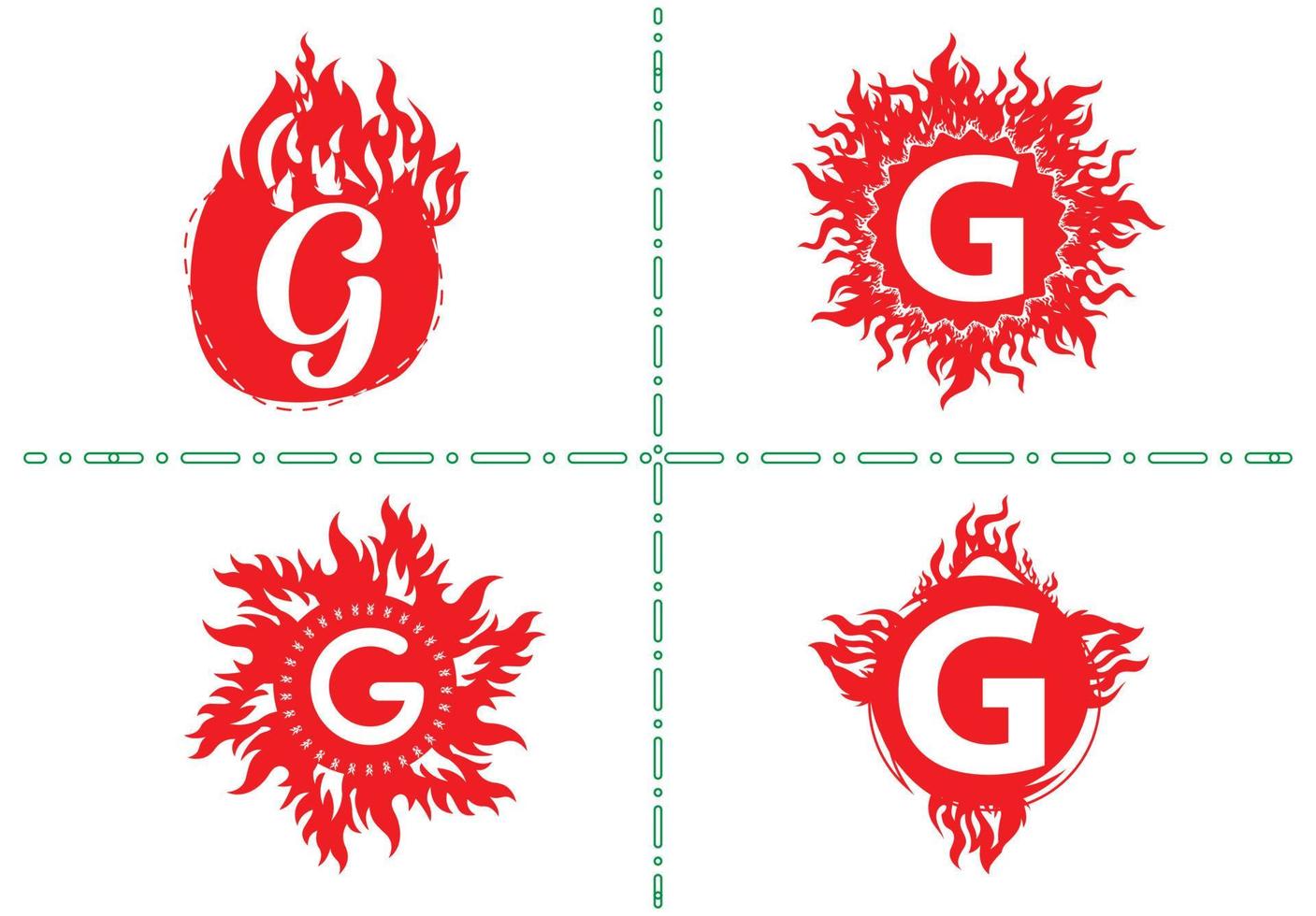 vuur g letter logo en pictogram ontwerpsjabloon vector
