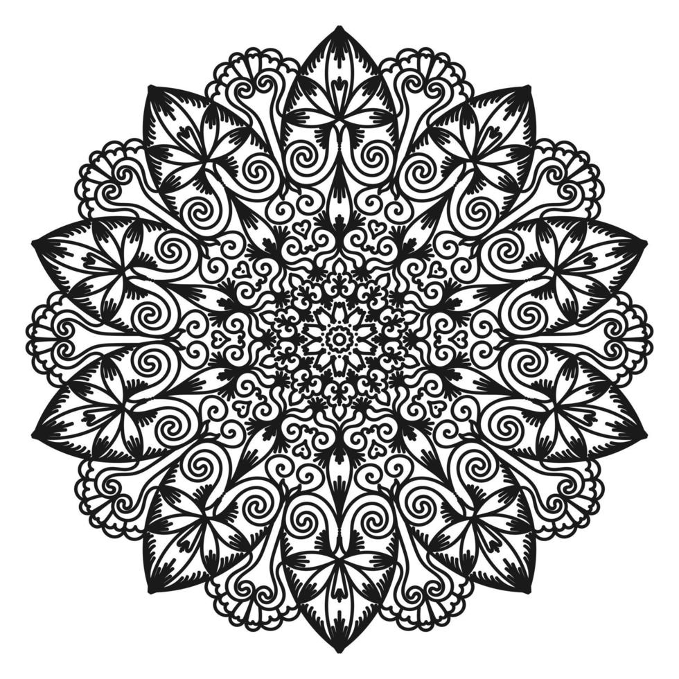 bloemen decoratieve mandala. rond oosters patroon. monochrome arabesk. kleurplaat. cirkelvormig patroon voor mehndi, tatoeage, logo. vectorillustratie. vector