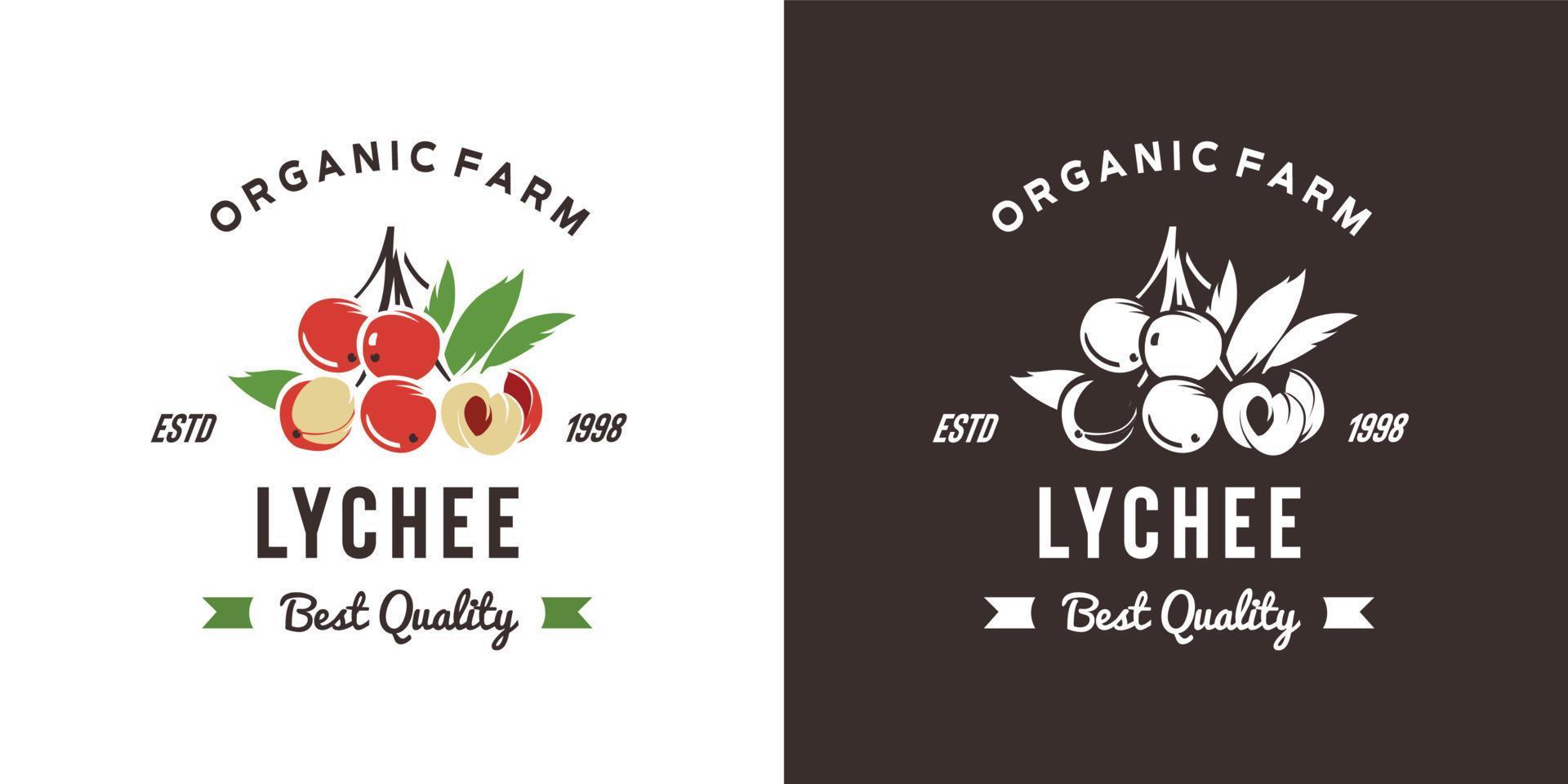 vintage lychee fruit logo illustratie geschikt voor fruitwinkel en fruitboerderij vector