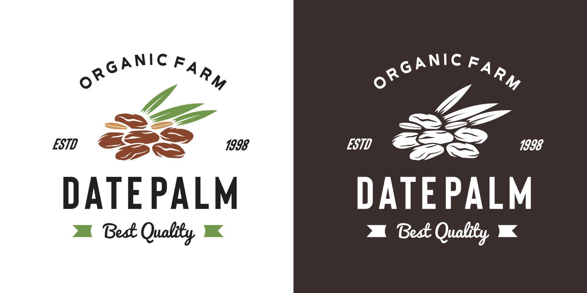 vintage dadelpalm fruit logo illustratie geschikt voor fruitwinkel en fruitboerderij vector