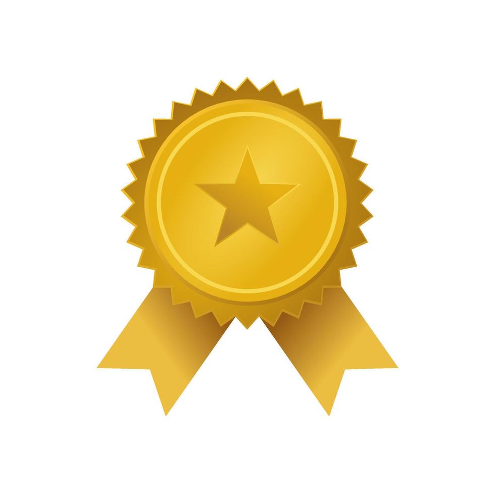 3D-gouden ster medaille badge vector. gouden award kampioen lint pictogram illustratie vector