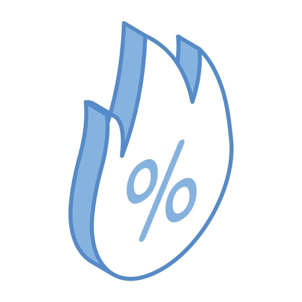 prijs met percentage dat het concept van hot offer isometrisch pictogram toont vector