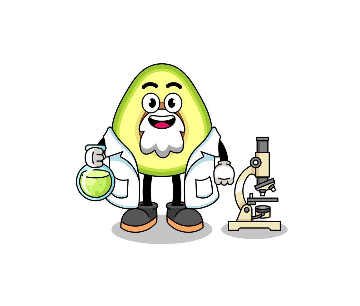mascotte van avocado als wetenschapper vector