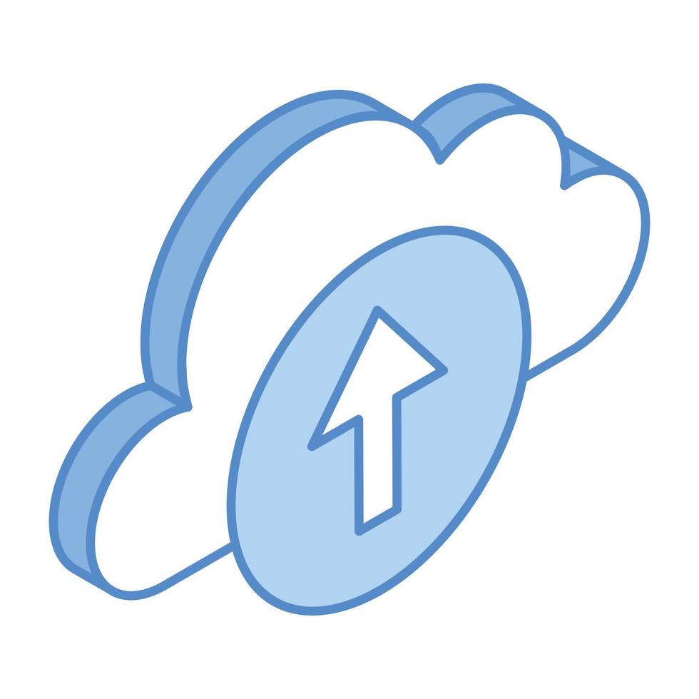 wolk met opwaartse pijl, concept van cloud upload isometrisch pictogram vector