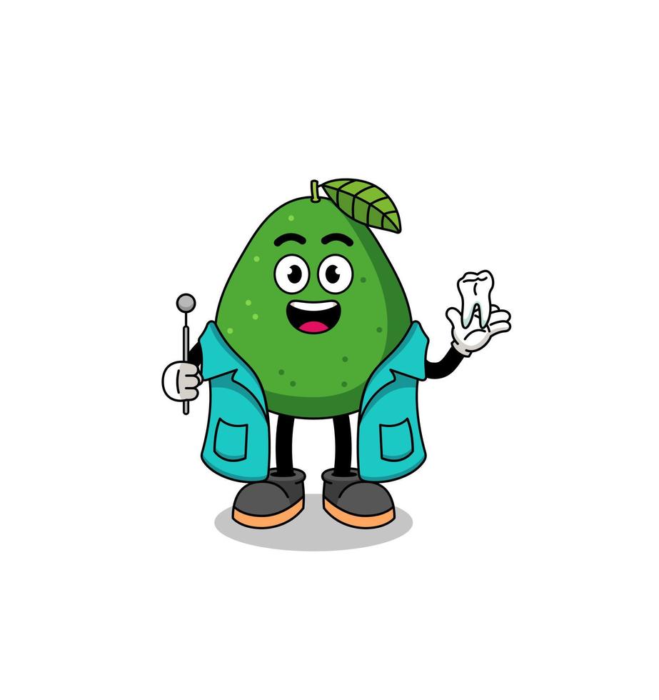 illustratie van avocado fruit mascotte als tandarts vector