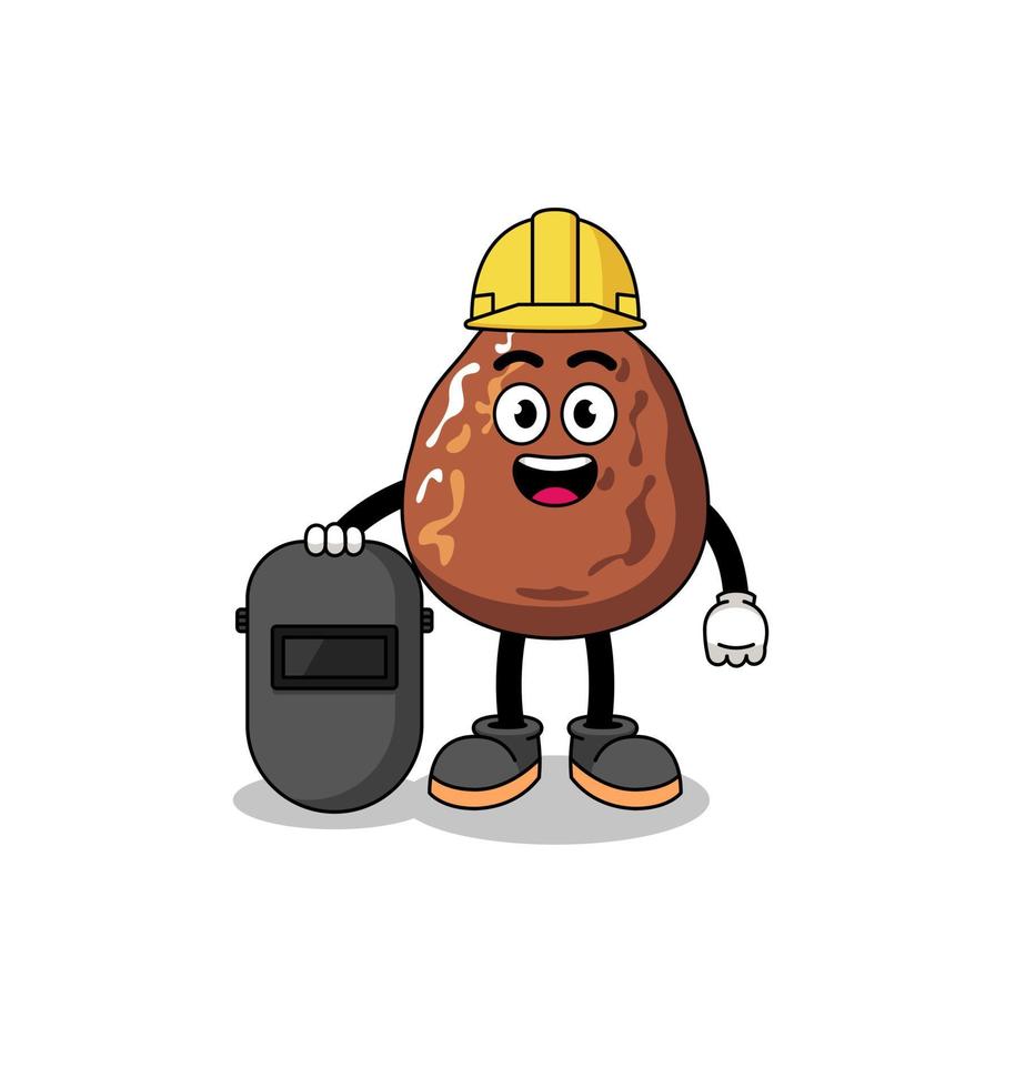 mascotte van dadelfruit als lasser vector