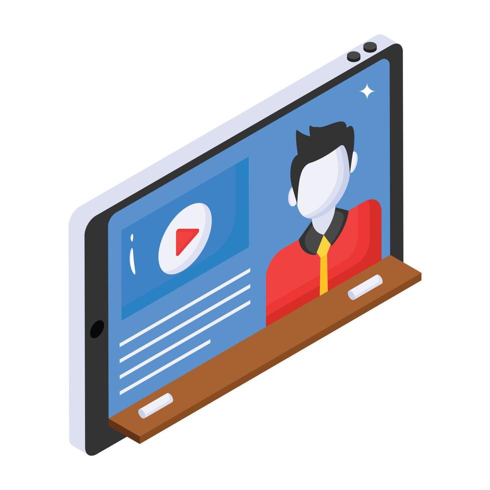 isometrisch pictogram van video-tutorial is nu beschikbaar voor premium download vector