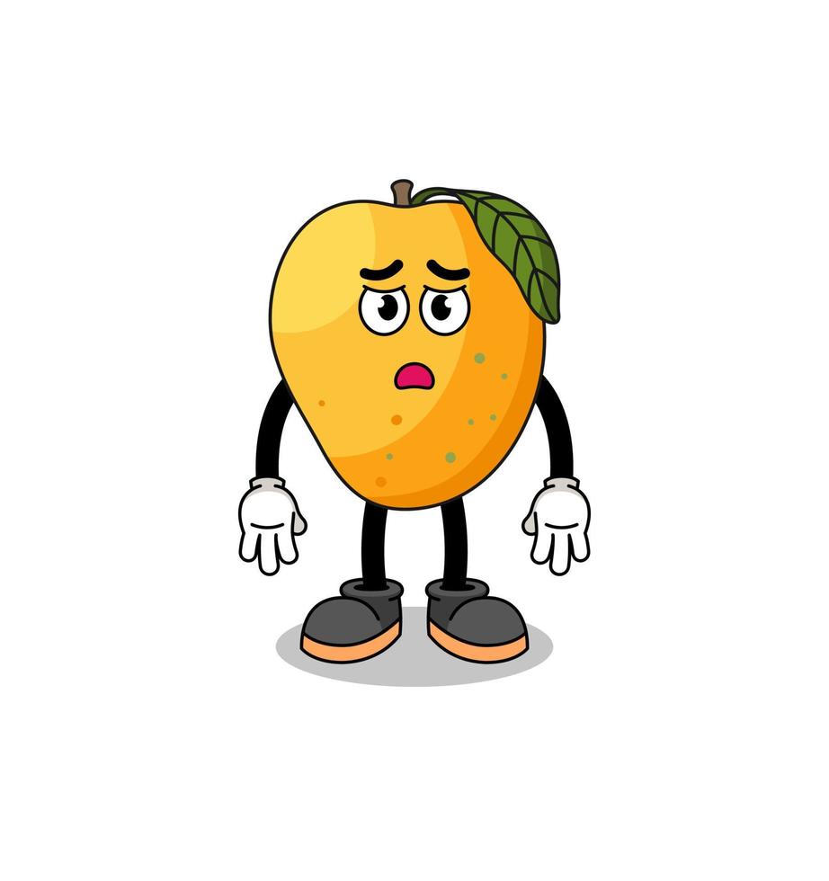 mango fruit cartoon afbeelding met droevig gezicht vector