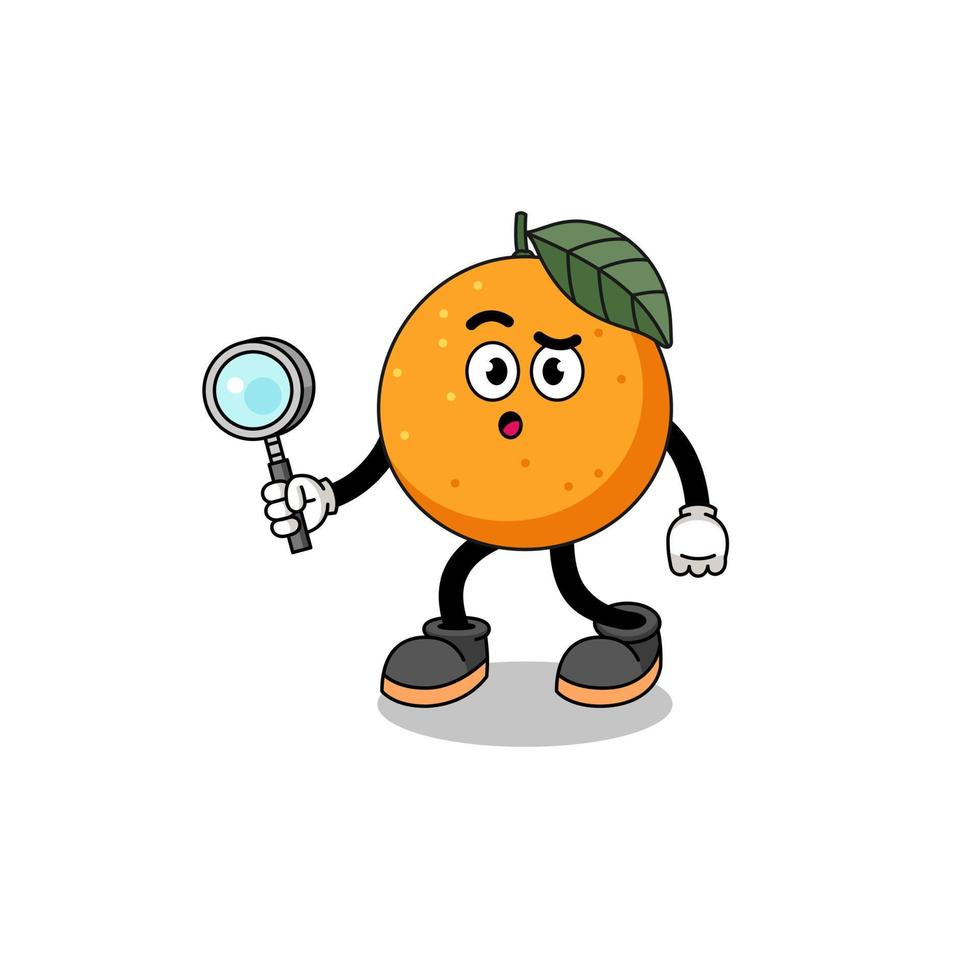 mascotte van oranje fruit zoeken vector