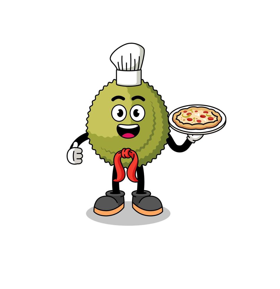 illustratie van durian fruit als een Italiaanse chef-kok vector
