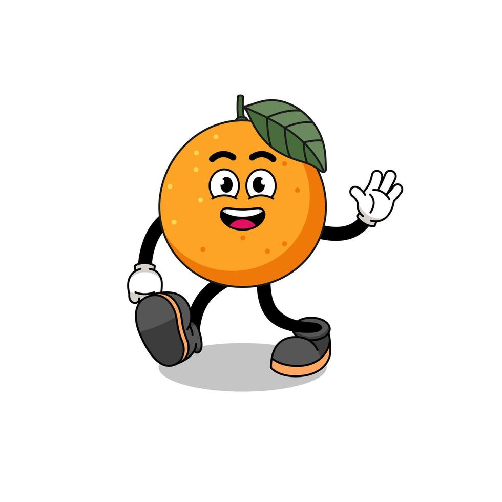 oranje fruit cartoon wandelen vector