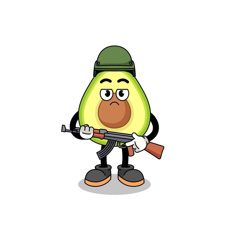 cartoon van avocado-soldaat vector