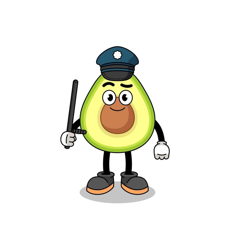 cartoon illustratie van avocado politie vector