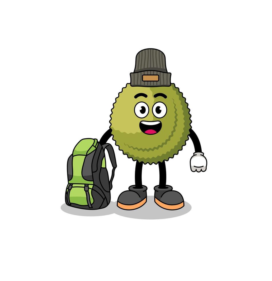 illustratie van durian fruit mascotte als wandelaar vector