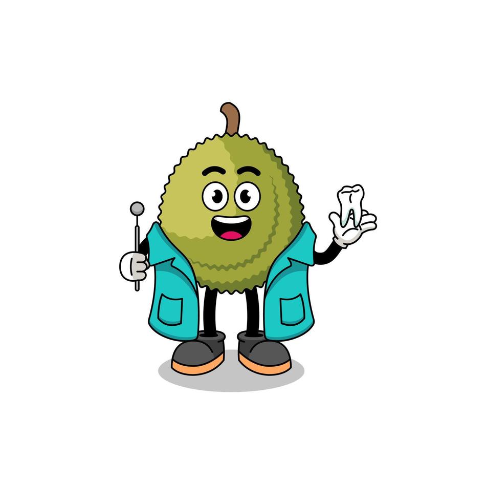 illustratie van durian fruitmascotte als tandarts vector