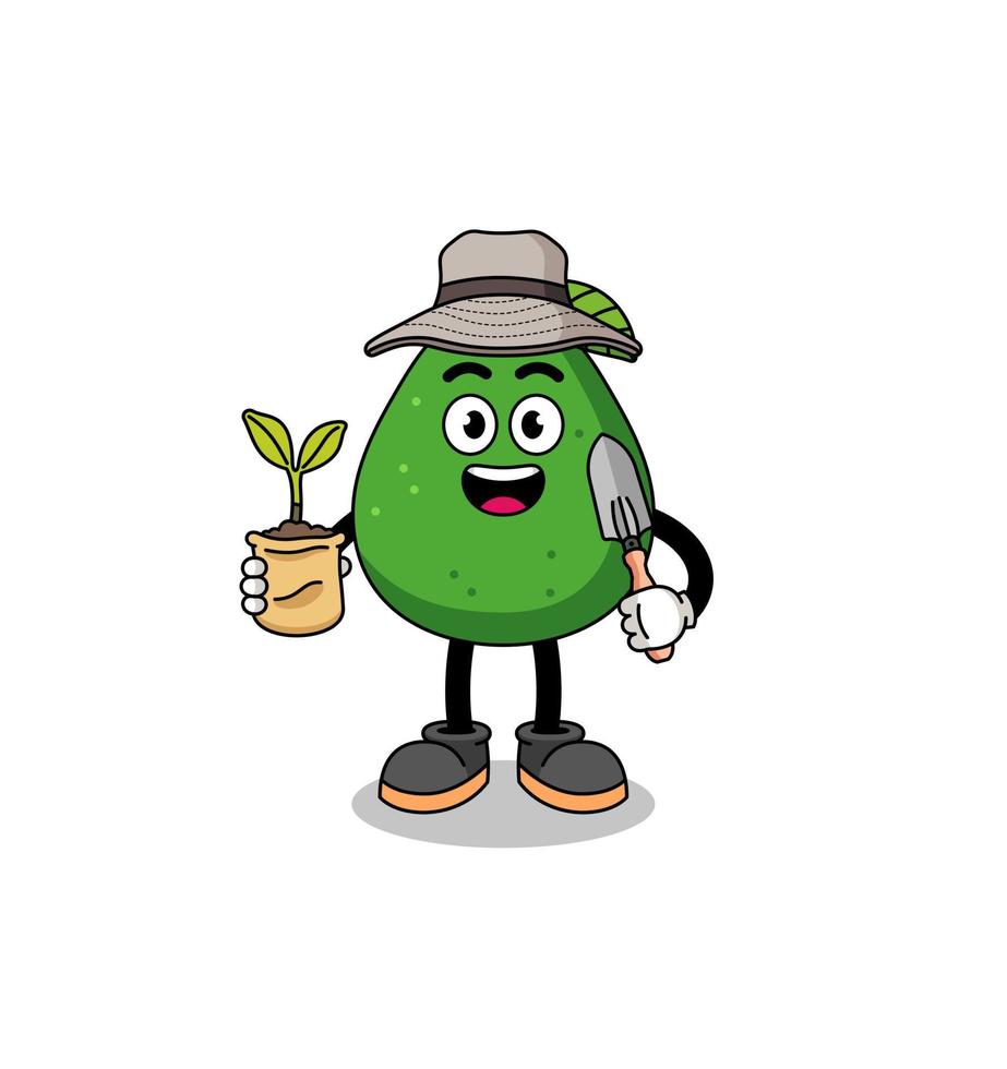 illustratie van avocado fruit cartoon met een plant seed vector