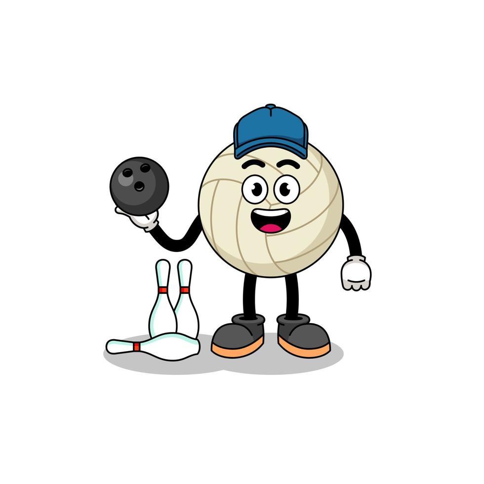 mascotte van volleybal als bowlingspeler vector