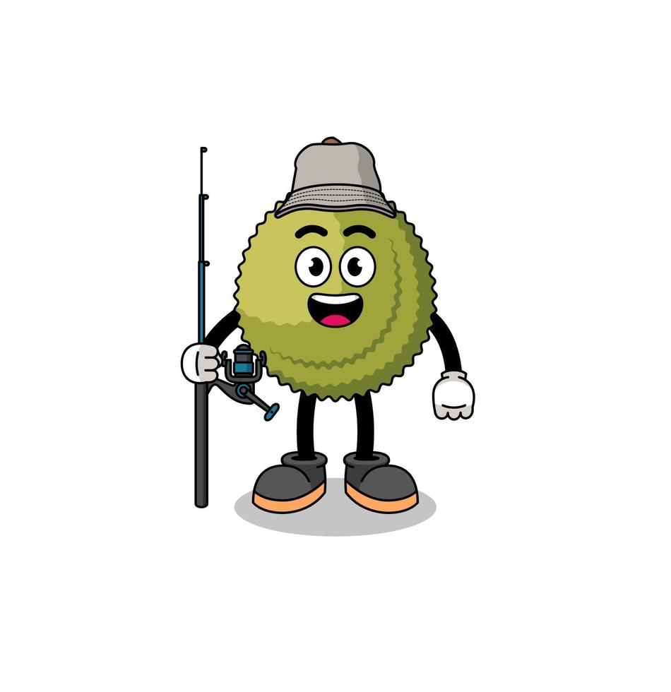 mascotte illustratie van durian fruit visser vector