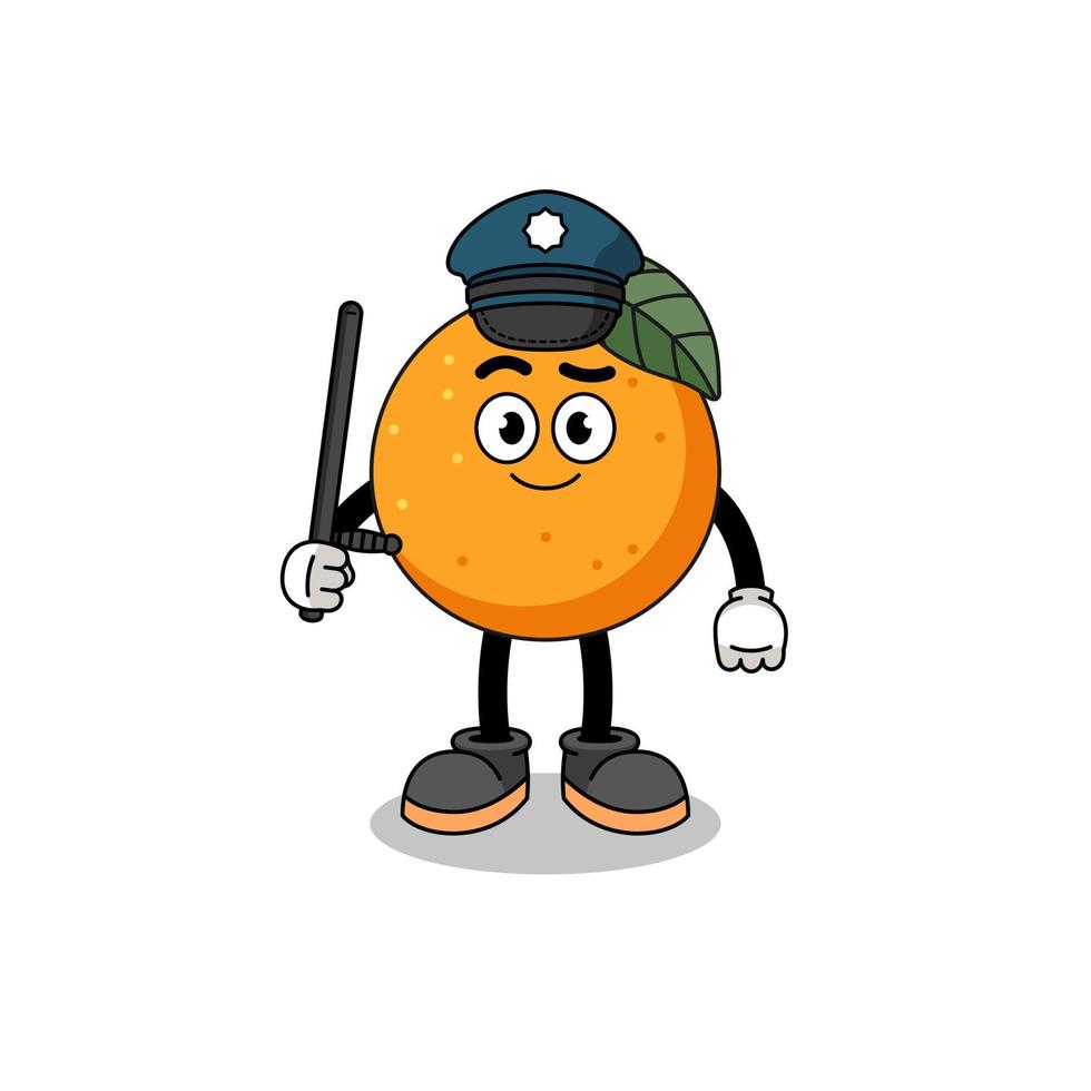 cartoonillustratie van oranje fruitpolitie vector