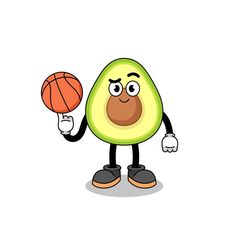 avocado-illustratie als basketbalspeler vector