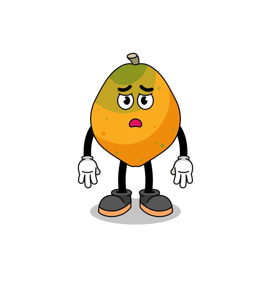 papaya fruit cartoon afbeelding met droevig gezicht vector