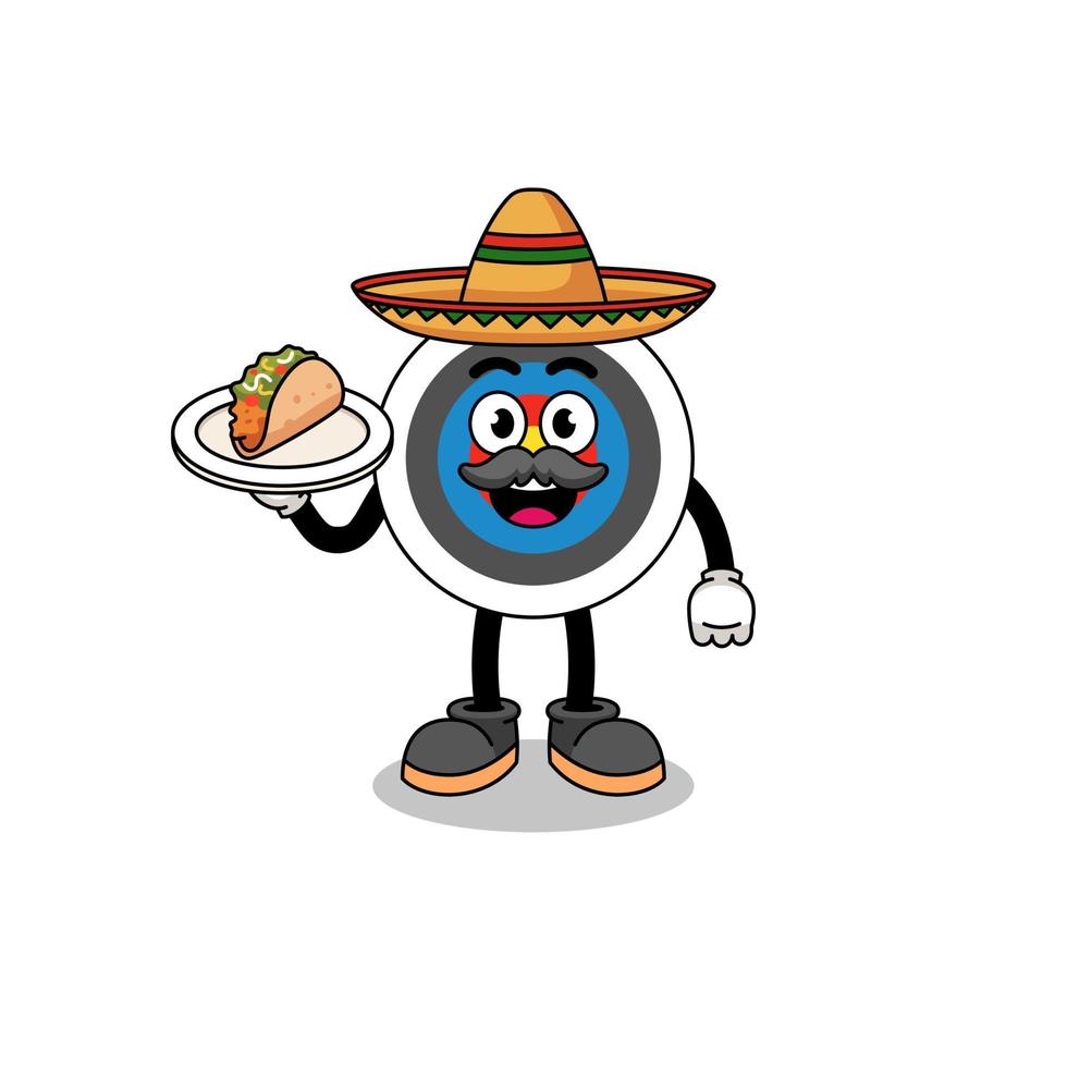 karakter cartoon van boogschieten doelwit als een Mexicaanse chef-kok vector