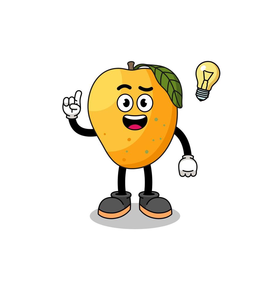 mango fruit cartoon met een idee krijgen pose vector