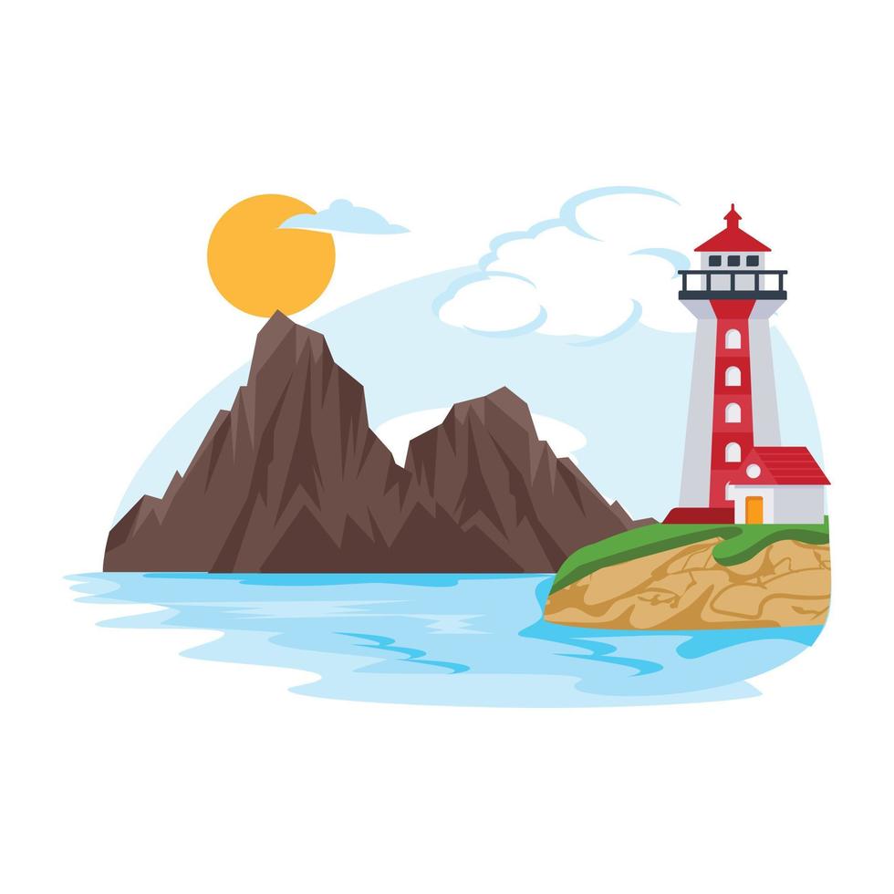 download dit platte ontwerp van rivierlandschap vector