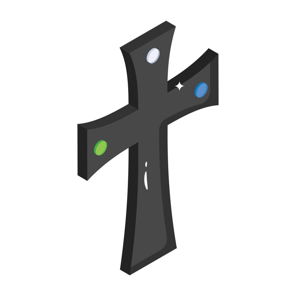 religieus symbool, icoon van heilig kruis in isometrische stijl vector