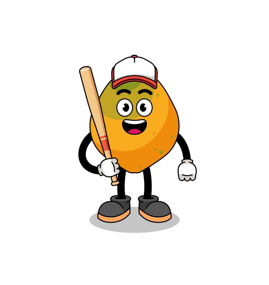 papaya fruit mascotte cartoon als honkbalspeler vector